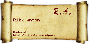 Rikk Anton névjegykártya